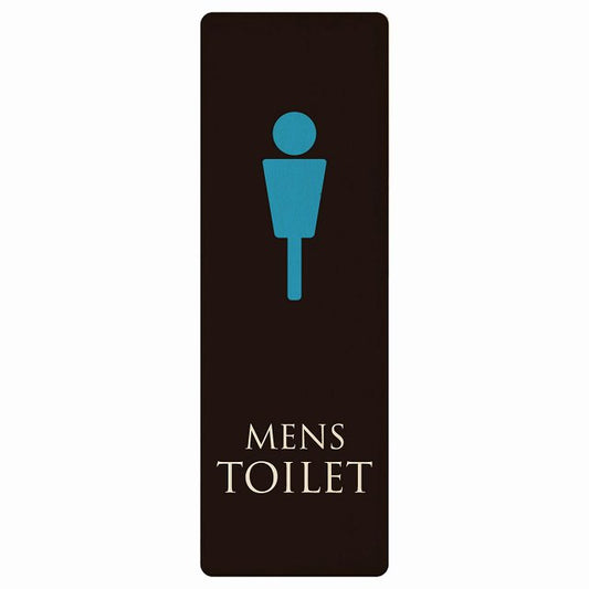 トイレ MENS ブラック＆カラー 木製プレート 長方形 縦タイプ 看板 サインプレート 案内表示 施設用 ピクトサイン ピクトグラム 選べるサイズ