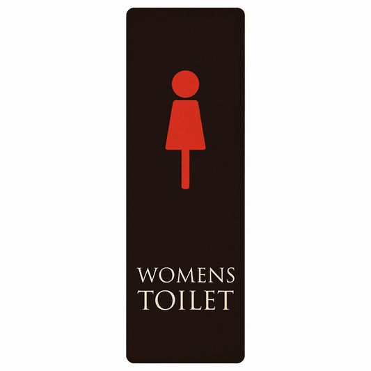 トイレ WOMENS ブラック＆カラー 木製プレート 長方形 縦タイプ 看板 サインプレート 案内表示 施設用 ピクトサイン ピクトグラム 選べるサイズ