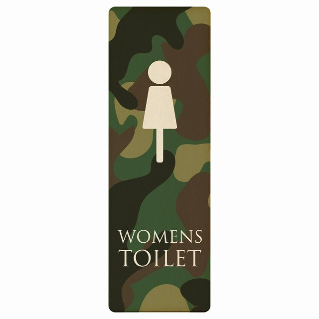 トイレ WOMENS 迷彩 カラー 木製プレート 長方形 縦タイプ 看板 サインプレート 案内表示 施設用 ピクトサイン ピクトグラム 選べるサイズ
