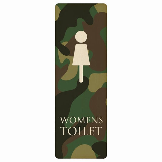 トイレ WOMENS 迷彩 カラー 木製プレート 長方形 縦タイプ 看板 サインプレート 案内表示 施設用 ピクトサイン ピクトグラム 選べるサイズ