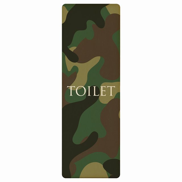 トイレ TOILET 文字タイプ 迷彩 カラー 木製プレート 長方形 縦タイプ 看板 サインプレート 案内表示 施設用 ピクトサイン ピクトグラム 選べるサイズ