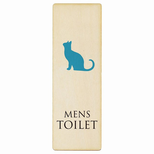 トイレ MENS ねこ 猫 ネコ ナチュラル カラー 木製プレート 長方形 縦タイプ 看板 サインプレート 案内表示 施設用 ピクトサイン ピクトグラム 選べるサイズ