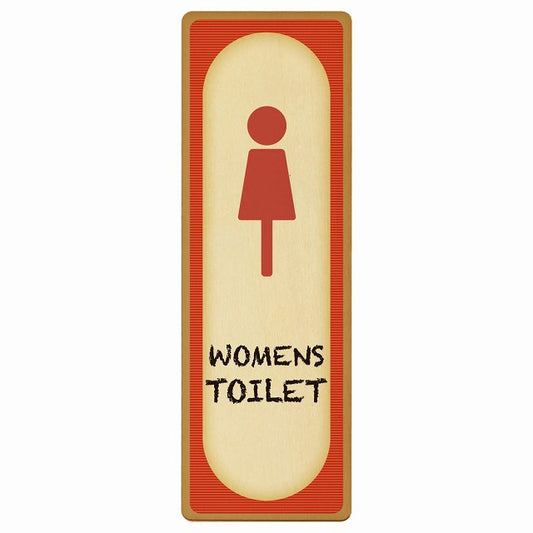 トイレ WOMENS レトロ デザイン 木製プレート 長方形 縦タイプ 看板 サインプレート 案内表示 施設用 ピクトサイン ピクトグラム 選べるサイズ
