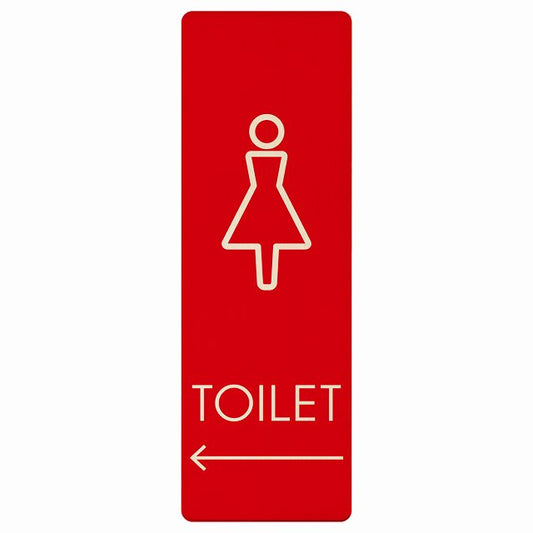 トイレ 女 L2 左矢印 木製プレート 長方形 縦タイプ 看板 サインプレート 誘導表示 ピクトサイン ピクトグラム 選べるサイズ