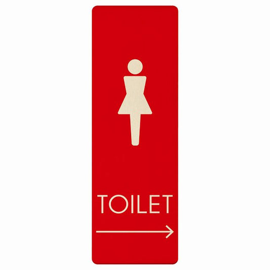 トイレ 女 A2 右矢印 木製プレート 長方形 縦タイプ 看板 サインプレート 誘導表示 ピクトサイン ピクトグラム 選べるサイズ