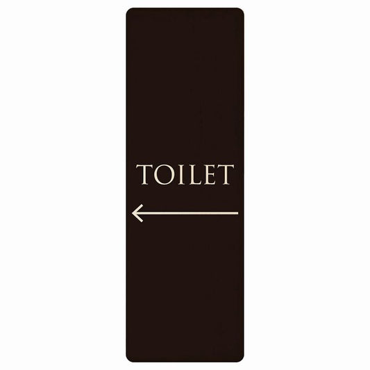 トイレ TOILET 文字タイプ ブラック ナチュラル 左矢印 木製プレート 長方形 縦タイプ 看板 サインプレート 誘導表示 ピクトサイン ピクトグラム 選べるサイズ