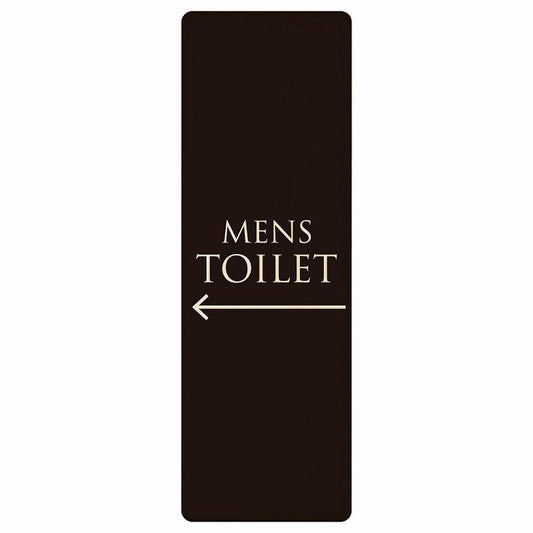 トイレ MENS 文字タイプ ブラック ナチュラル 左矢印 木製プレート 長方形 縦タイプ 看板 サインプレート 誘導表示 ピクトサイン ピクトグラム 選べるサイズ