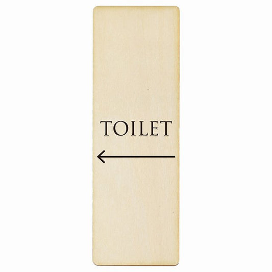 トイレ TOILET 文字タイプ ナチュラル ブラック 左矢印 木製プレート 長方形 縦タイプ 看板 サインプレート 誘導表示 ピクトサイン ピクトグラム 選べるサイズ
