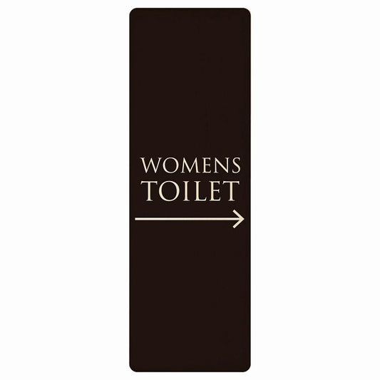 トイレ WOMENS 文字タイプ ブラック ナチュラル 右矢印 木製プレート 長方形 縦タイプ 看板 サインプレート 誘導表示 ピクトサイン ピクトグラム 選べるサイズ