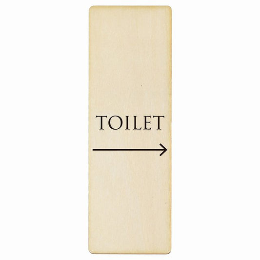 トイレ TOILET 文字タイプ ナチュラル ブラック 右矢印 木製プレート 長方形 縦タイプ 看板 サインプレート 誘導表示 ピクトサイン ピクトグラム 選べるサイズ