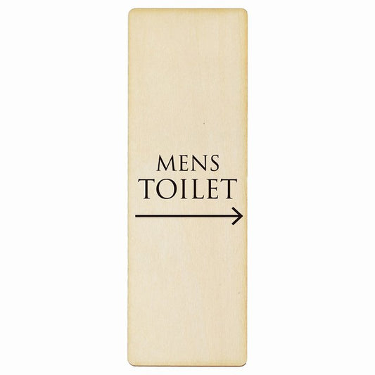 トイレ MENS 文字タイプ ナチュラル ブラック 右矢印 木製プレート 長方形 縦タイプ 看板 サインプレート 誘導表示 ピクトサイン ピクトグラム 選べるサイズ
