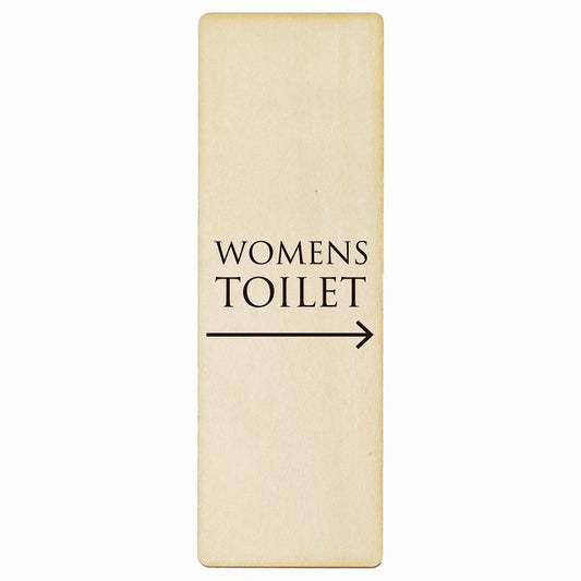 トイレ WOMENS 文字タイプ ナチュラル ブラック 右矢印 木製プレート 長方形 縦タイプ 看板 サインプレート 誘導表示 ピクトサイン ピクトグラム 選べるサイズ