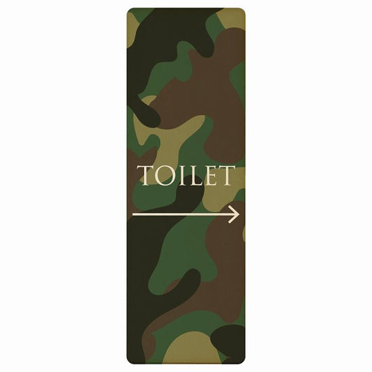 トイレ TOILET 文字タイプ 迷彩 カラー 右矢印 木製プレート 長方形 縦タイプ 看板 サインプレート 誘導表示 ピクトサイン ピクトグラム 選べるサイズ