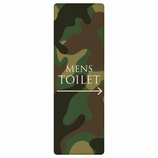 トイレ MENS 文字タイプ 迷彩 カラー 右矢印 木製プレート 長方形 縦タイプ 看板 サインプレート 誘導表示 ピクトサイン ピクトグラム 選べるサイズ