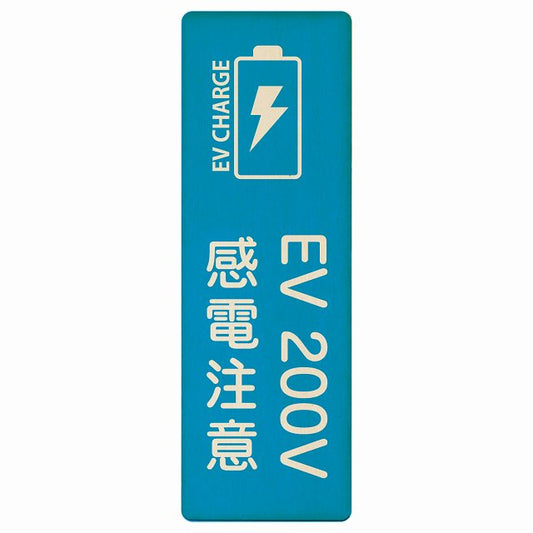 EV車 充電 充電ステーション バッテリー EV 200V ライトブルー 木製プレート 長方形 縦タイプ 看板 サインプレート 表示プレート ピクトサイン ピクトグラム 選べるサイズ