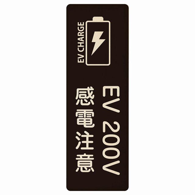 EV車 充電 充電ステーション バッテリー EV 200V ブラック 木製プレート 長方形 縦タイプ 看板 サインプレート 表示プレート ピクトサイン ピクトグラム 選べるサイズ