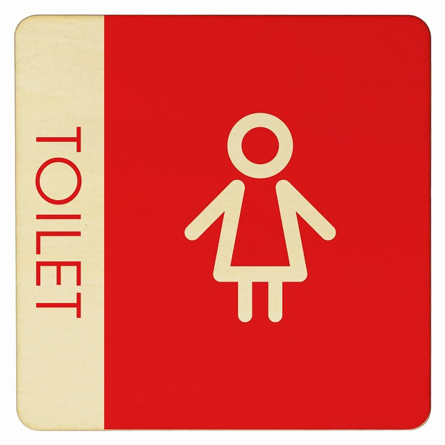 トイレ I1 女 WOMENS 木製プレート 正方形 看板 サインプレート 案内表示 施設用 ピクトサイン ピクトグラム 選べるサイズ