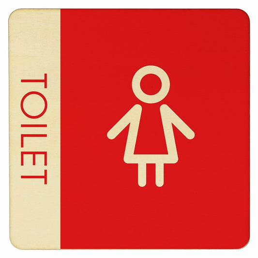 トイレ I1 女 WOMENS 木製プレート 正方形 看板 サインプレート 案内表示 施設用 ピクトサイン ピクトグラム 選べるサイズ