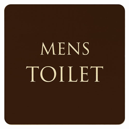 トイレ ブラウン ナチュラル MENS 文字タイプ 木製プレート 正方形 看板 サインプレート 案内表示 施設用 ピクトサイン ピクトグラム 選べるサイズ