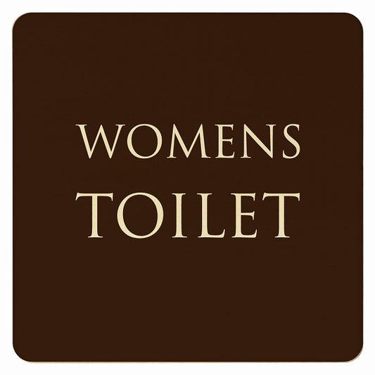 トイレ ブラウン ナチュラル WOMENS 文字タイプ 木製プレート 正方形 看板 サインプレート 案内表示 施設用 ピクトサイン ピクトグラム 選べるサイズ