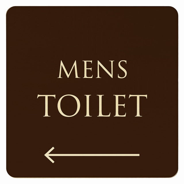 トイレ ブラウン ナチュラル MENS 左矢印 文字タイプ 木製プレート 正方形 看板 サインプレート 誘導表示 ピクトサイン ピクトグラム 選べるサイズ