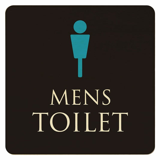 トイレ ブラック＆カラー MENS 木製プレート 正方形 看板 サインプレート 案内表示 施設用 ピクトサイン ピクトグラム 選べるサイズ