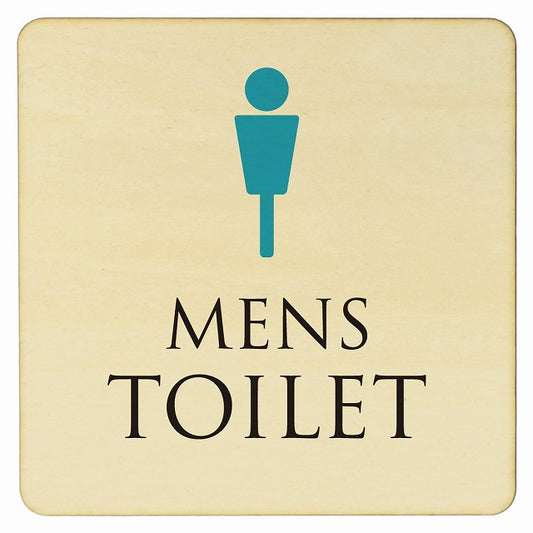 トイレ ナチュラル＆カラー MENS 木製プレート 正方形 看板 サインプレート 案内表示 施設用 ピクトサイン ピクトグラム 選べるサイズ