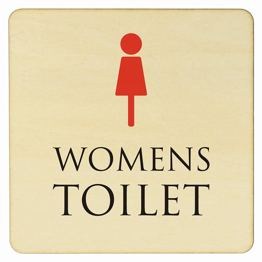 トイレ ナチュラル＆カラー WOMENS 木製プレート 正方形 看板 サインプレート 案内表示 施設用 ピクトサイン ピクトグラム 選べるサイズ