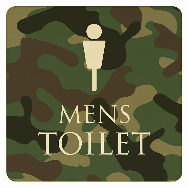 トイレ 迷彩 カラー MENS 木製プレート 正方形 看板 サインプレート 案内表示 施設用 ピクトサイン ピクトグラム 選べるサイズ