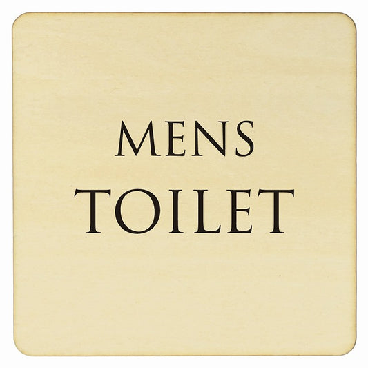 トイレ ナチュラル ブラック MENS 文字タイプ 木製プレート 正方形 看板 サインプレート 案内表示 施設用 ピクトサイン ピクトグラム 選べるサイズ