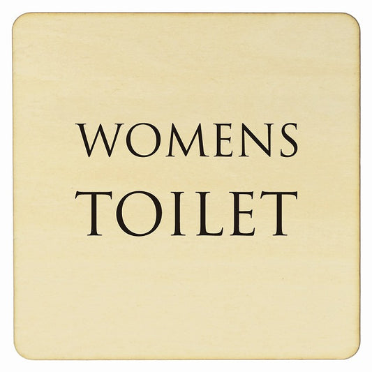 トイレ ナチュラル ブラック WOMENS 文字タイプ 木製プレート 正方形 看板 サインプレート 案内表示 施設用 ピクトサイン ピクトグラム 選べるサイズ