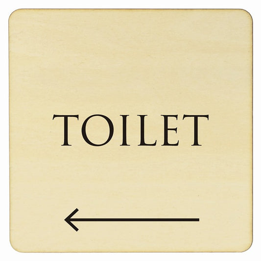トイレ ナチュラル ブラック TOILET 左矢印 文字タイプ 木製プレート 正方形 看板 サインプレート 誘導表示 ピクトサイン ピクトグラム 選べるサイズ
